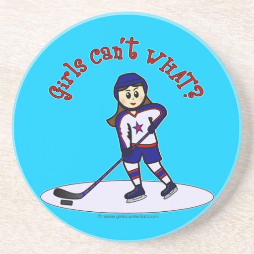 Light Girls Hockey Player Drink Coaster