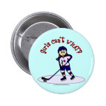 Light Girls Hockey Player Pinback Button