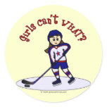 Light Girls Hockey Player Round Stickers
