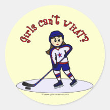 Light Girls Hockey Player Round Stickers