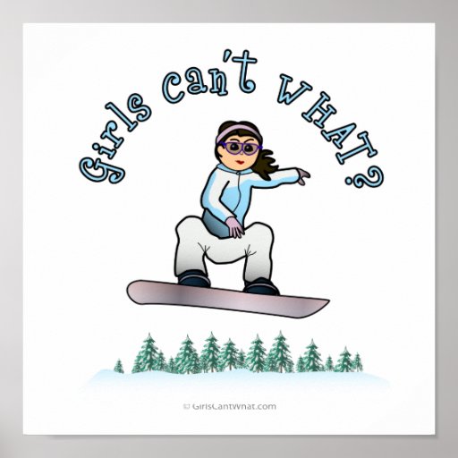 Light Girls Snowboarding Poster
