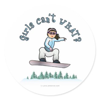 Light Girls Snowboarding Round Stickers