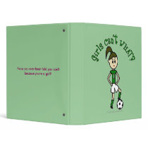 Light Girls Soccer in Green Uniform Vinyl Binder