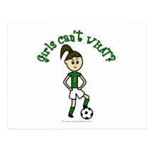 Light Girls Soccer in Green Uniform Postcards