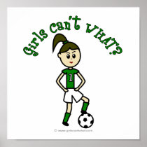 Light Girls Soccer in Green Uniform posters