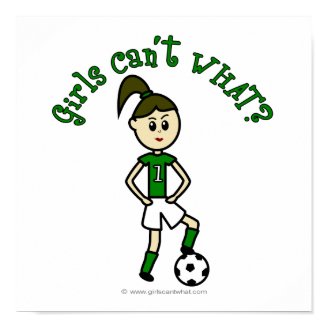 Light Girls Soccer in Green Uniform Print