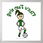 Light Girls Soccer in Green Uniform Print