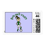 Light Girls Soccer in Green Uniform Stamps