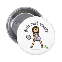 Light Girls Tennis Player Pinback Buttons
