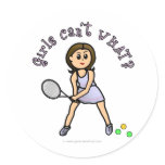 Light Girls Tennis Player Round Stickers