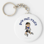 Light Girls Volleyball in Blue Uniform Key Chains
