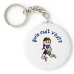 Light Girls Volleyball in Blue Uniform Key Chains