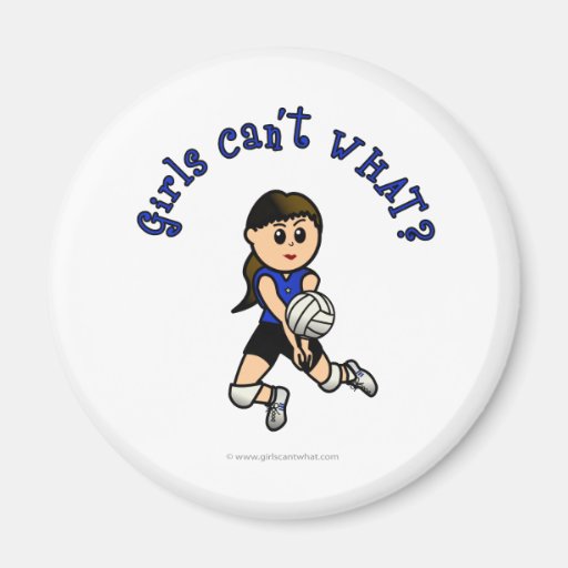 Light Girls Volleyball in Blue Uniform Magnets