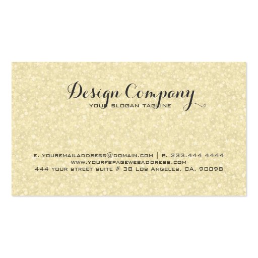 Light Gold Glitter And Sparkles Event Designer Business Card (back side)