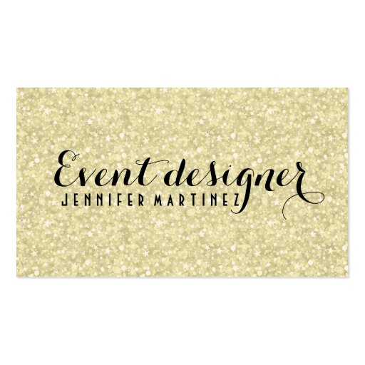 Light Gold Glitter And Sparkles Event Designer Business Card (front side)