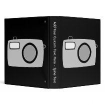 Light Gray and Black Camera. On Black. Binder
