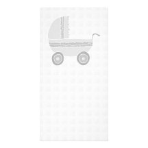 Light gray and white baby pram. photo card