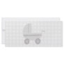 Light gray and white baby pram. custom rack card