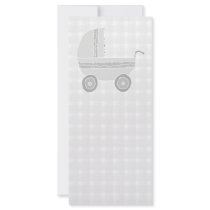 Light gray and white baby pram. customized rack card