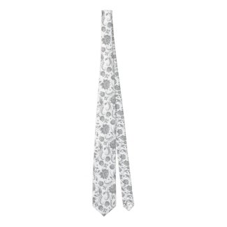 Light Gray And White Floral Damasks Tie