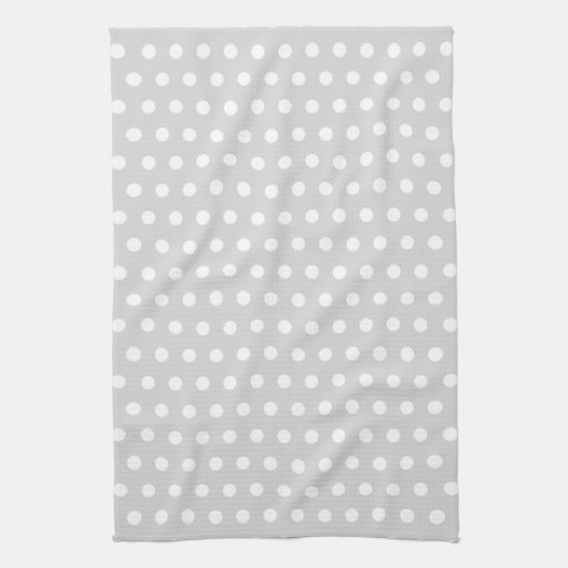 Light Gray and White Polka Dot Pattern. Kitchen Towel Zazzle