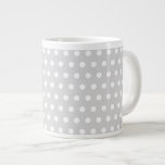 Light Gray and White Polka Dot Pattern. Extra Large Mugs