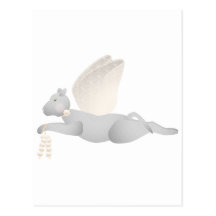 Light Gray Angel Cat With Orange Wings Postcards