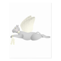 Light Gray Angel Cat With Yellow Wings Postcards