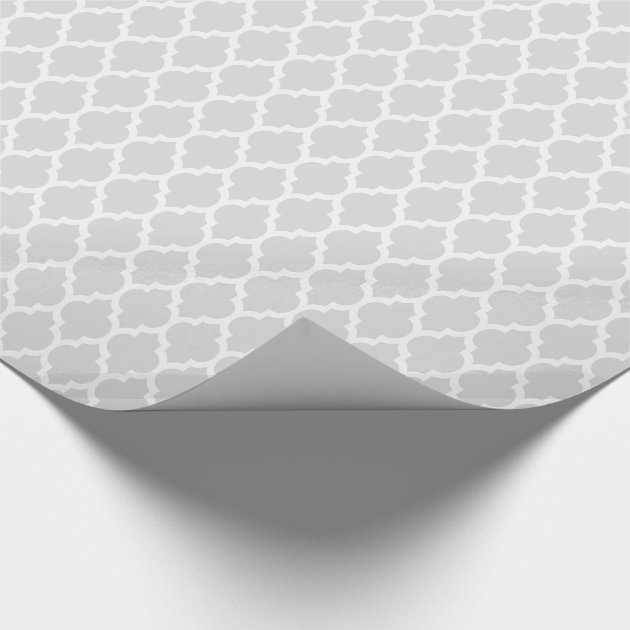 Light Gray White Moroccan Quatrefoil Pattern #4 Wrapping Paper 4/4