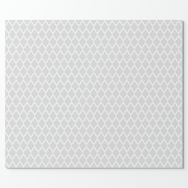 Light Gray White Moroccan Quatrefoil Pattern #4 Wrapping Paper