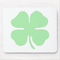 light green 4 leaf clover shamrock.png mouse pad