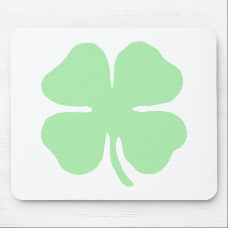 light green 4 leaf clover shamrock.png mouse pad