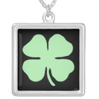 light green 4 leaf clover shamrock.png necklaces