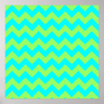 Light Green and Aqua Zigzag Poster