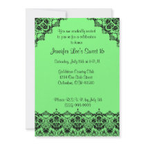 Light Green and Black Elegant Sweet16 Invitation