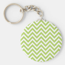 Light Green and white Striped Zigzag Pattern Keychain