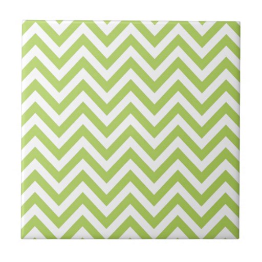 Light Green and white Striped Zigzag Pattern Tile Zazzle