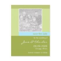 Light Green & Aqua Photo Save the Date postcards by CSWedding Light Green & Aqua Photo Save the Date postcards