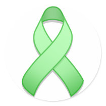 Light Green Awareness Ribbon Round Sticker by jamieco Light Green Awareness Ribbon Round Sticker
