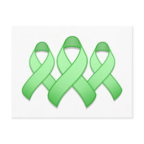 Light Green Awareness Ribbon Trio Postcard by jamieco Light Green Awareness Ribbon Trio Postcard