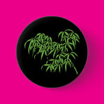 Light Green Bamboo Leaves on Black Button