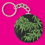 Light Green Bamboo Leaves on Black Key Chains