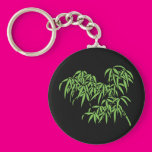 Light Green Bamboo Leaves on Black Key Chains