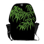 Light Green Bamboo Leaves on Black Courier Bags