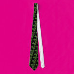 Light Green Bamboo Leaves on Black Neckties
