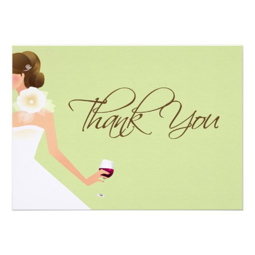 Light green bridal shower thank you card personalized announcements ...