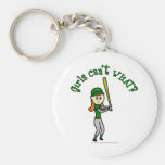 Light Green Girls Baseball Keychains
