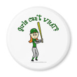 Light Green Girls Baseball Magnet