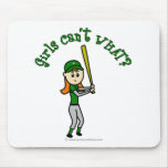 Light Green Girls Baseball Mouse Pads