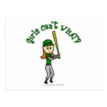 Light Green Girls Baseball Post Card
